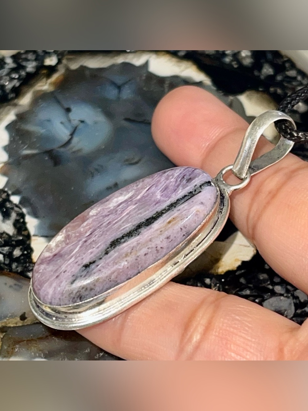 Purple Charoite Pendant 2 1/4”
